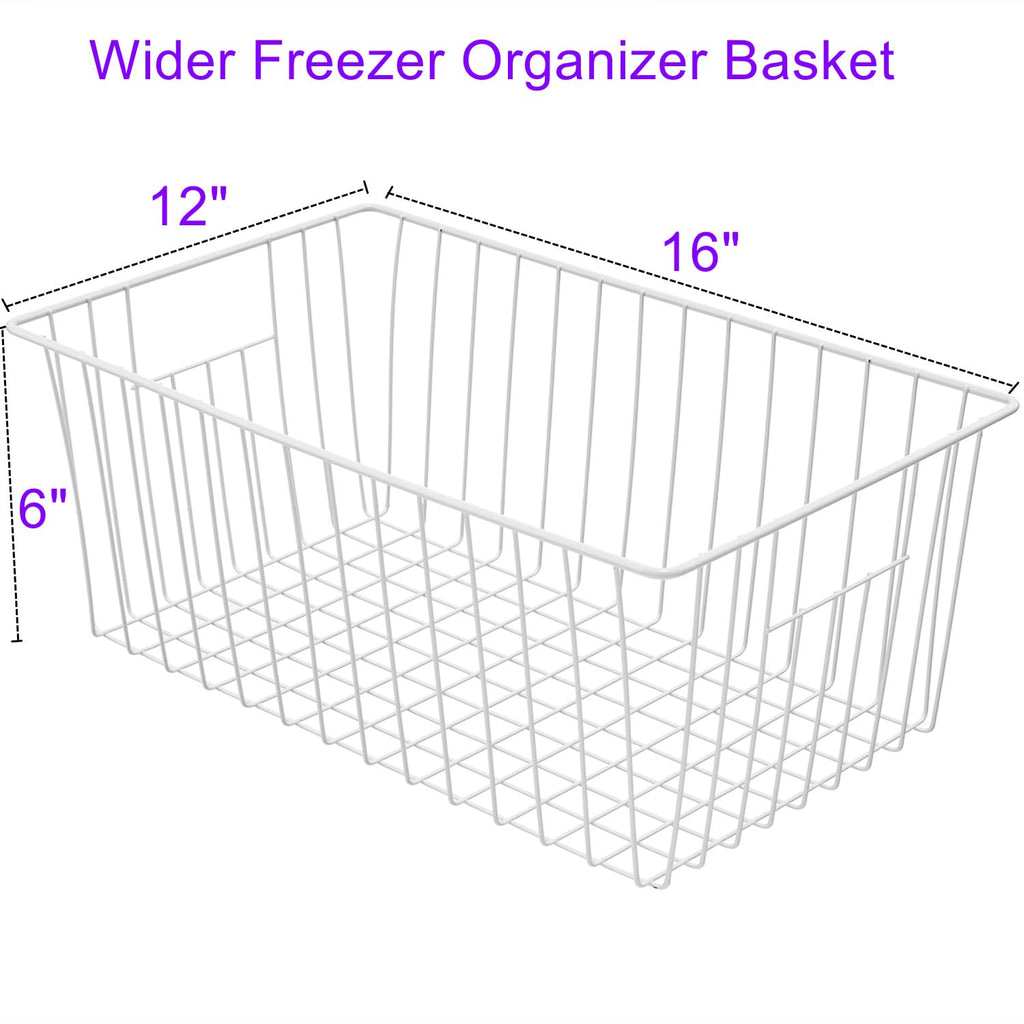 Y.Z.Bros 16inch Upright Freezer Organizer Baskets for 13-14,16-21 cu.ft Standup Freezer, Settle freezer chaos and reduce food waste effectively, Durable, Fully Use Space, Improve Air Circulate,Pack 6