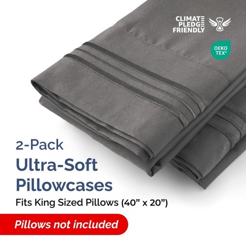 King Pillow Cases by [Brand Name] - Ultra Soft Hotel Quality Covers | Wrinkle-Free & Fade Resistant - 2 Piece Set in Charcoal