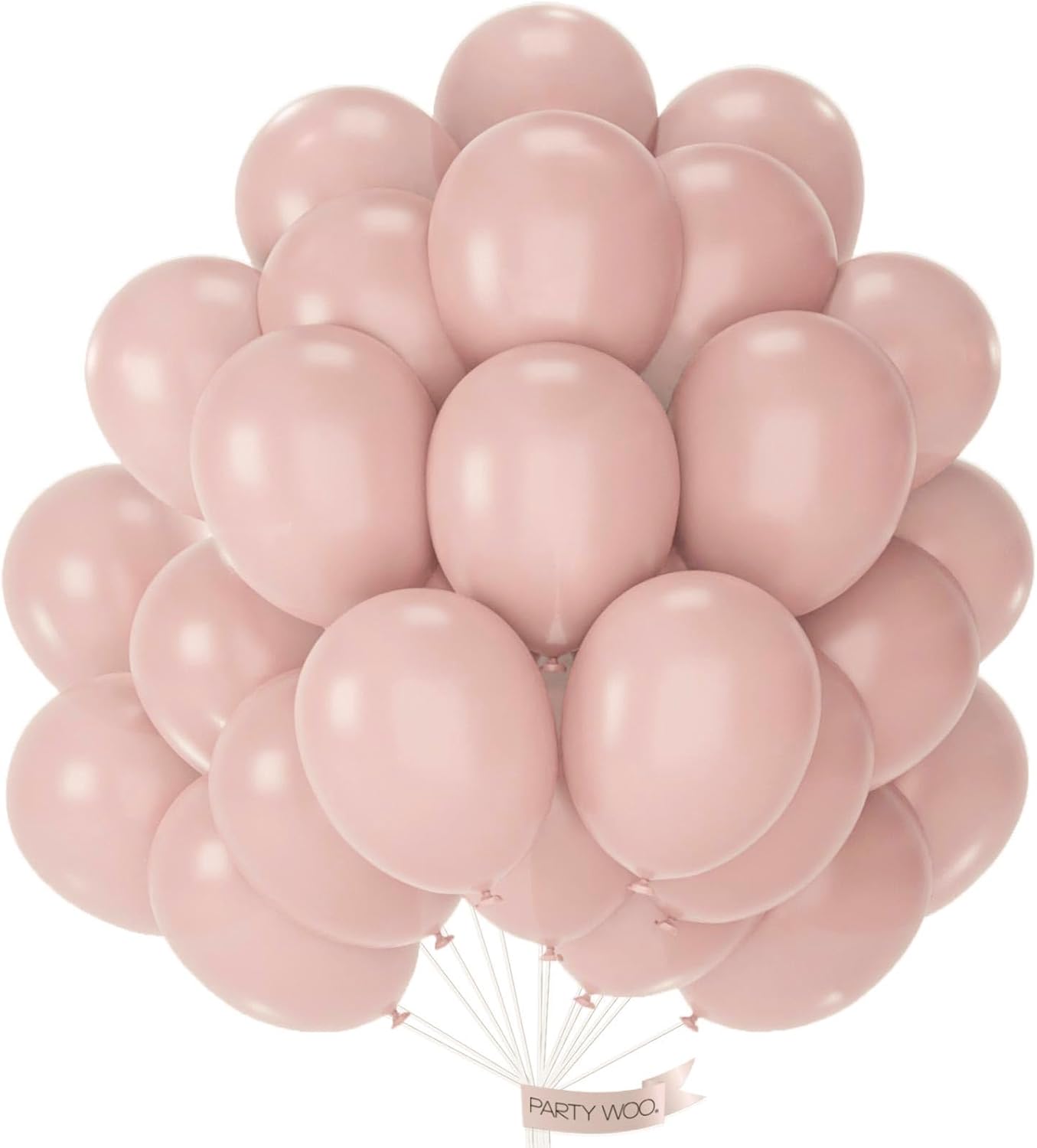 PartyWoo Dusty Pink Balloons - 100pcs 12 Inch Boho Blush & Lilac Latex Helium Balloons for Celebrations
