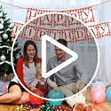 Red and White Checkered Happy Birthday Banner - Premium Cardstock Decor