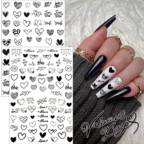 Heart Nail Stickers 9 Sheets 3D Valentine's Day Laser Decals
