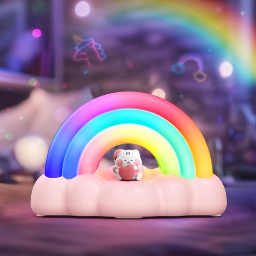 ICARER FAMILY Rainbow Night Light, Kids Light with Three Modes and 30 Min Timing, LED Rechargeable Touch Control Neon Light for Kids Room, Nursery Night Light, Gift for Girls and Boys (Pink)