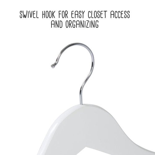 Honey-Can-Do 24-Pack Non-Slip Swivel Hook Wood Hangers, White HNG-09407 White