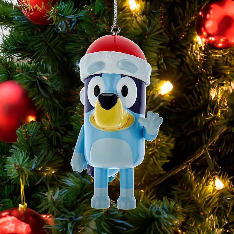 Bluey Santa Hat Blow Mold Ornament - 3.3in Officially Licensed