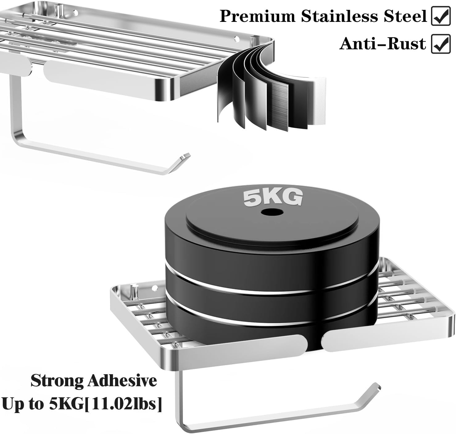 Regine Switzerland Toilet Paper Holder - Self-Adhesive Design with Wipes Holder | Rustproof Stainless Steel