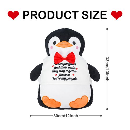QIONG MENG Valentines Day Penguin Pillow When Penguins Find Their Mate Gift Throw Pillows Penguin Plush Gifts for Adults Women Men Wife Husband Boyfriend Girlfriend