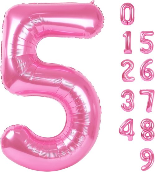 Balloon Numbers | 40 Inch Pink Number Balloons for 5th Birthday & Wedding Decorations