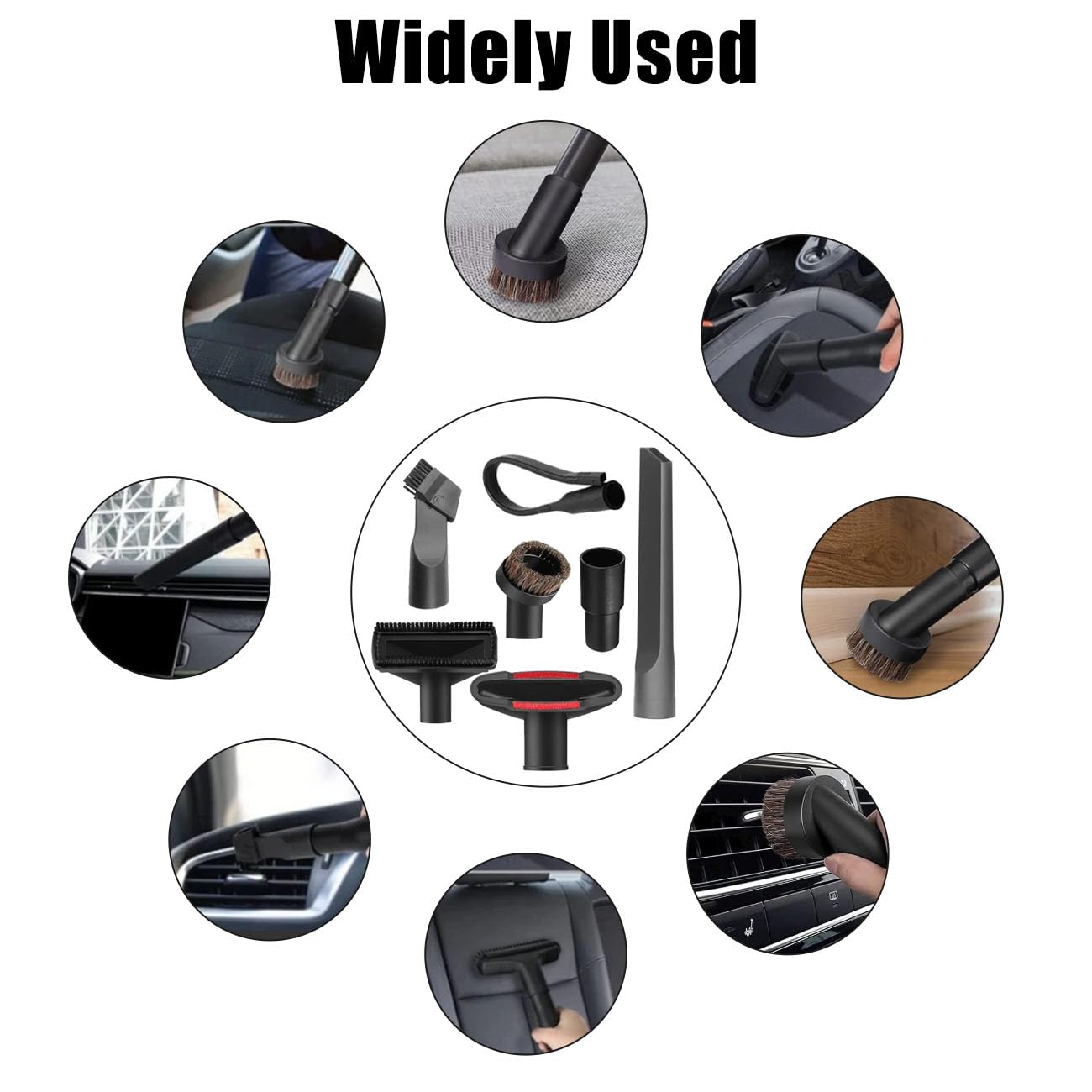 Vacuum Attachments Accessories, 1 1/4 inch Vacuum Cleaner Tools Kit Vacuum Dusty Brush with 32mm (1 1/4) inch & 35mm (1 3/8) inch Standard Hose Adapter, 7 Pack