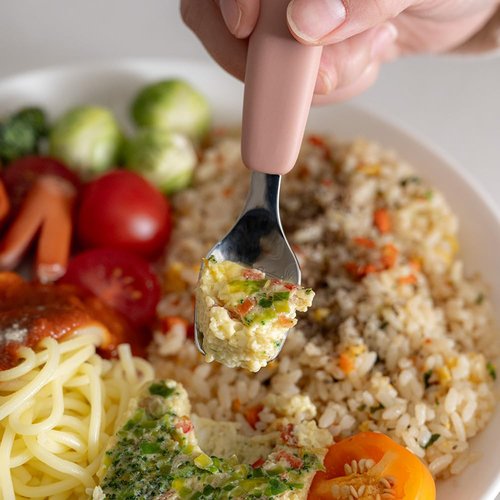 AGUARD MOMOBIN Toddler Utensils - Stainless Steel Fork & Spoon Set, Made in Korea, 100% Silicone Easy-Grip Handles with Storage Case, Dishwasher Safe for Kids, Baby, School Lunch, Travel & Outdoors