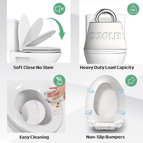 Elongated Toilet Seat for TOTO SS113/SS114/SS154/SS224/SS204/SS214/SS237/SS247, Soft Close Toilet Seat, Traditional Heavy Duty Toilet Seat Replacement Parts with Toilet Bolts and Nuts (Cotton White)