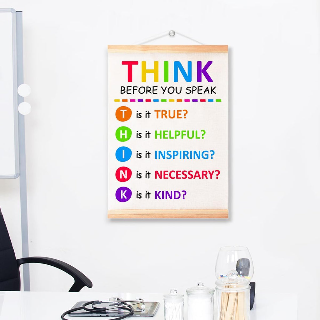 Think Before You Speak Poster - Therapy Counseling Wall Art | Mental Health Canvas Print 16x12in