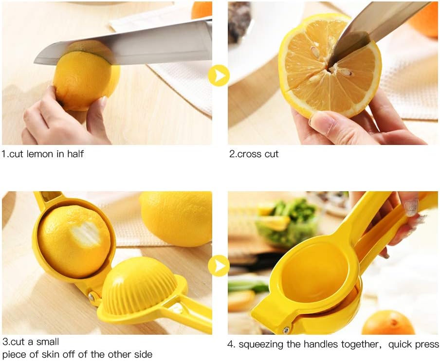 Skiennix Manual Citrus Juicer - Professional Lemon & Lime Squeezer | Durable Metal Design (Yellow)