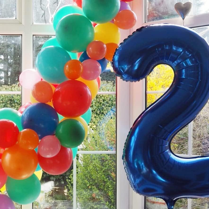 Numbers Balloon 40 Inch - Navy Blue Birthday Decorations for 2nd, 12th, and 21st Celebrations