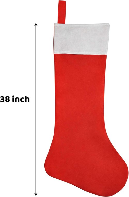 JOYIN Jumbo Christmas Stockings - 4 Pack 38" Red & White Felt Stockings for Holiday Decor