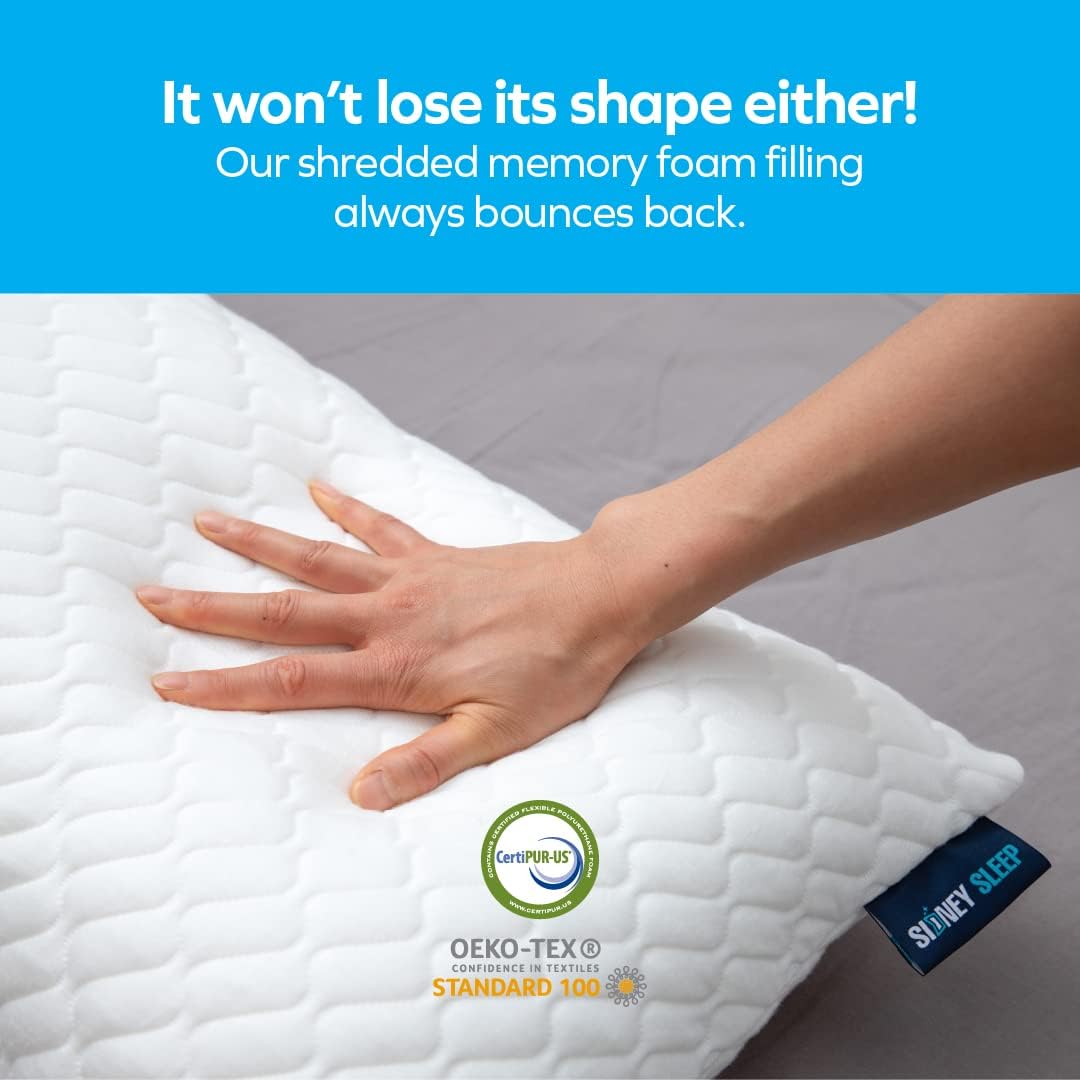 Sidney Sleep Adjustable Curved Contour Pillow - Queen Size | Neck & Shoulder Support for Side & Back Sleepers
