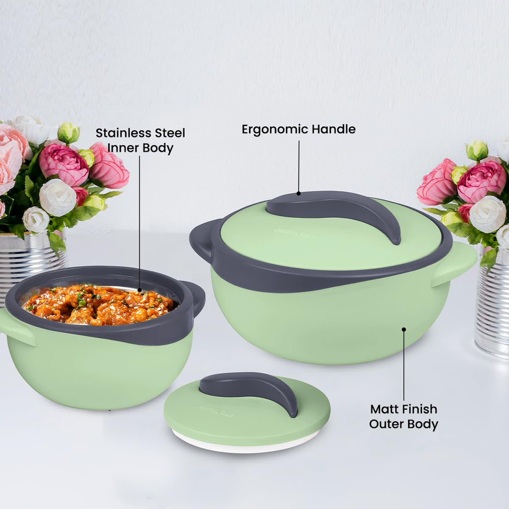 Pinnacle Insulated Casserole Dish with Lid 3 pc. Set 2.6/1.5/1 qt. Hot Pot Food Warmer/Cooler –Thermal Soup/Salad Serving Bowl- Stainless Steel Hot Food Container–Best Gift Set for Moms –Holidays