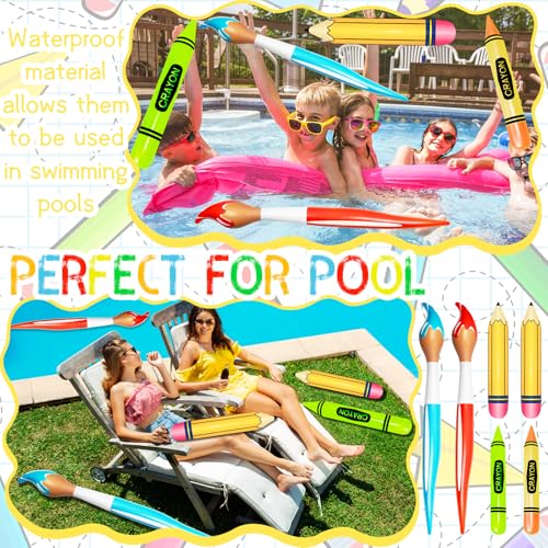 6 Pcs Inflatable Giant Paint Brush & Crayon Balloon Set