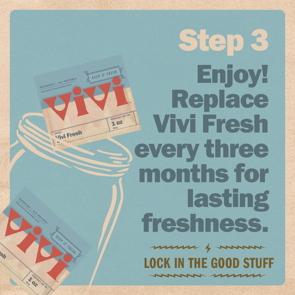 Vivi Fresh ½ Ounce Humidity Control Packs | 10-pack in Resealable Bag | For All Airtight Storage Containers, Store Longer and Preserve Freshness | Made in the USA by Boveda