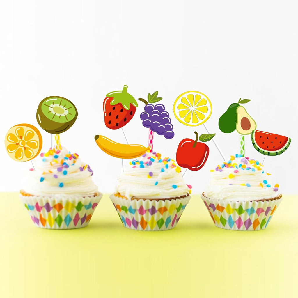 Skiennix 36Pcs Tropical Fruit Cupcake Toppers - Perfect for Birthday & Baby Shower Parties