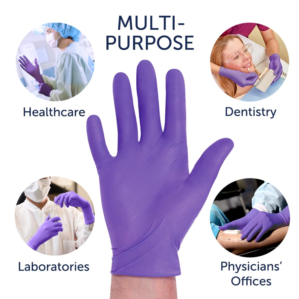 HALYARD PURPLE NITRILE Gloves Powder Free Disposable Medical Exam Gloves Dental Chemo Protection 5.9 mil 9.5 In XS Purple 55080 (Case of 1000)