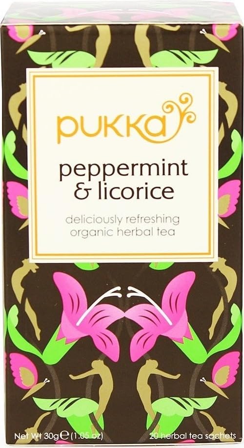 Pukka Organic Peppermint & Licorice Herbal Tea - 20 Caffeine-Free Tea Bags