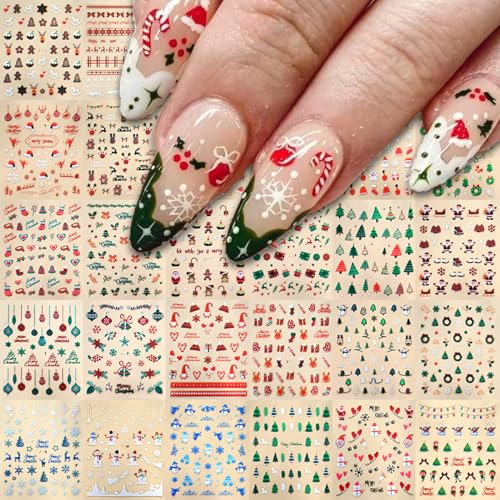 Christmas Snowflake Nail Decals - 30 Sheets 3D Self-Adhesive Winter Holiday Nail Art Stickers