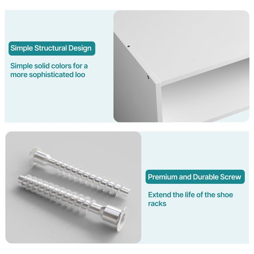 DUMOS 31 Inch Stackable White Shoe Rack, 2-Tier Wooden Storage Benches Organizer, Freestanding Entryway Bench for 6-9 Pairs Shoes, for Entryway, Office, Bathroom Use, White