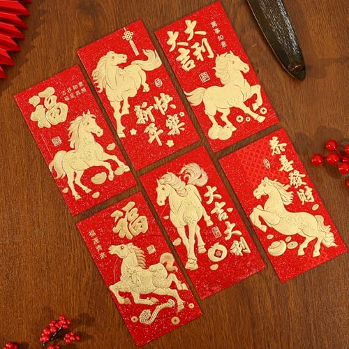 12PCS Chinese New Year Red Envelopes for 2026 Horse Festival