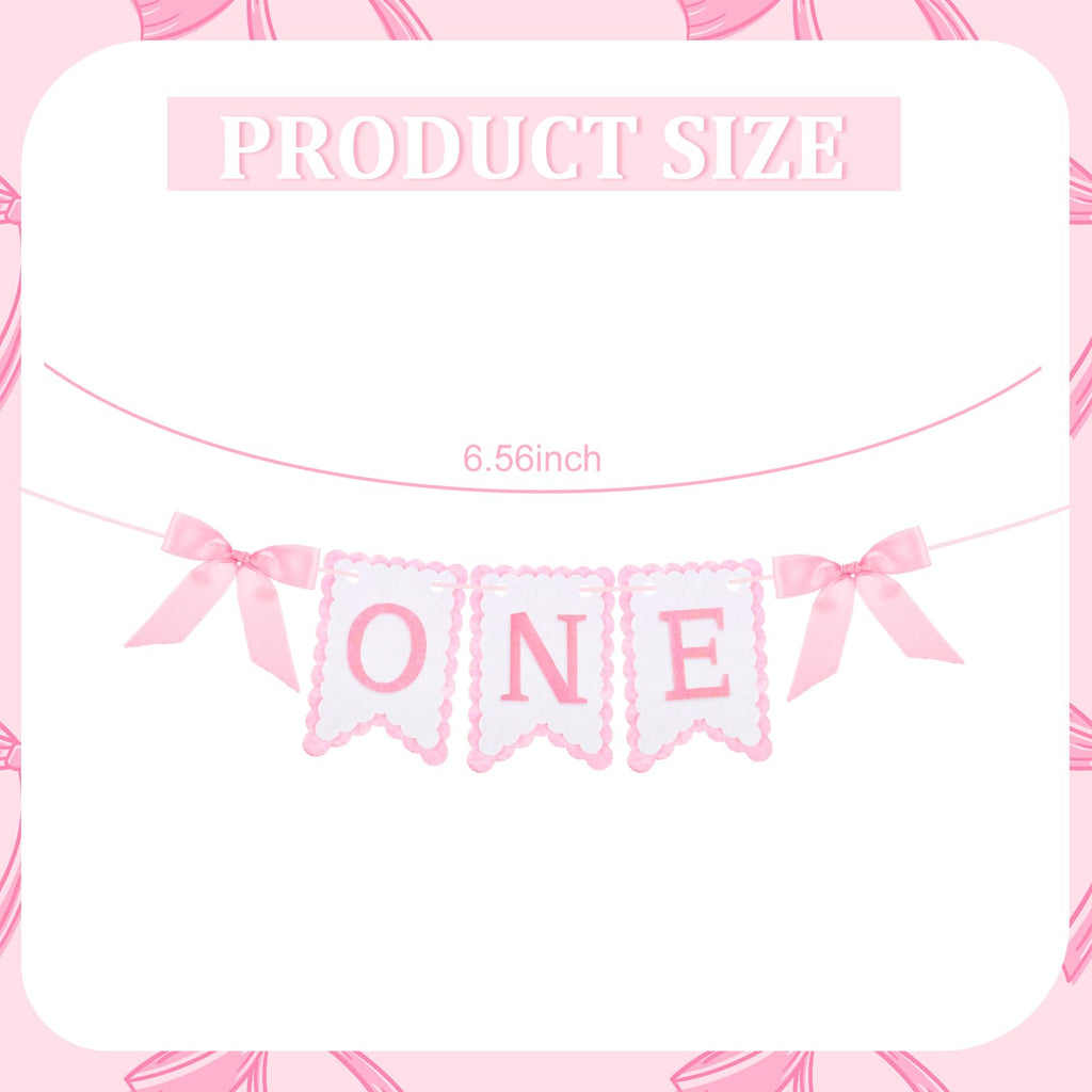 VitalCozy Pink One High Chair Banner for Girls Boys First Birthday High Chair Banner Sweet One Bow Floral Garland 1st Birthday Celebration Decorations (Classic)