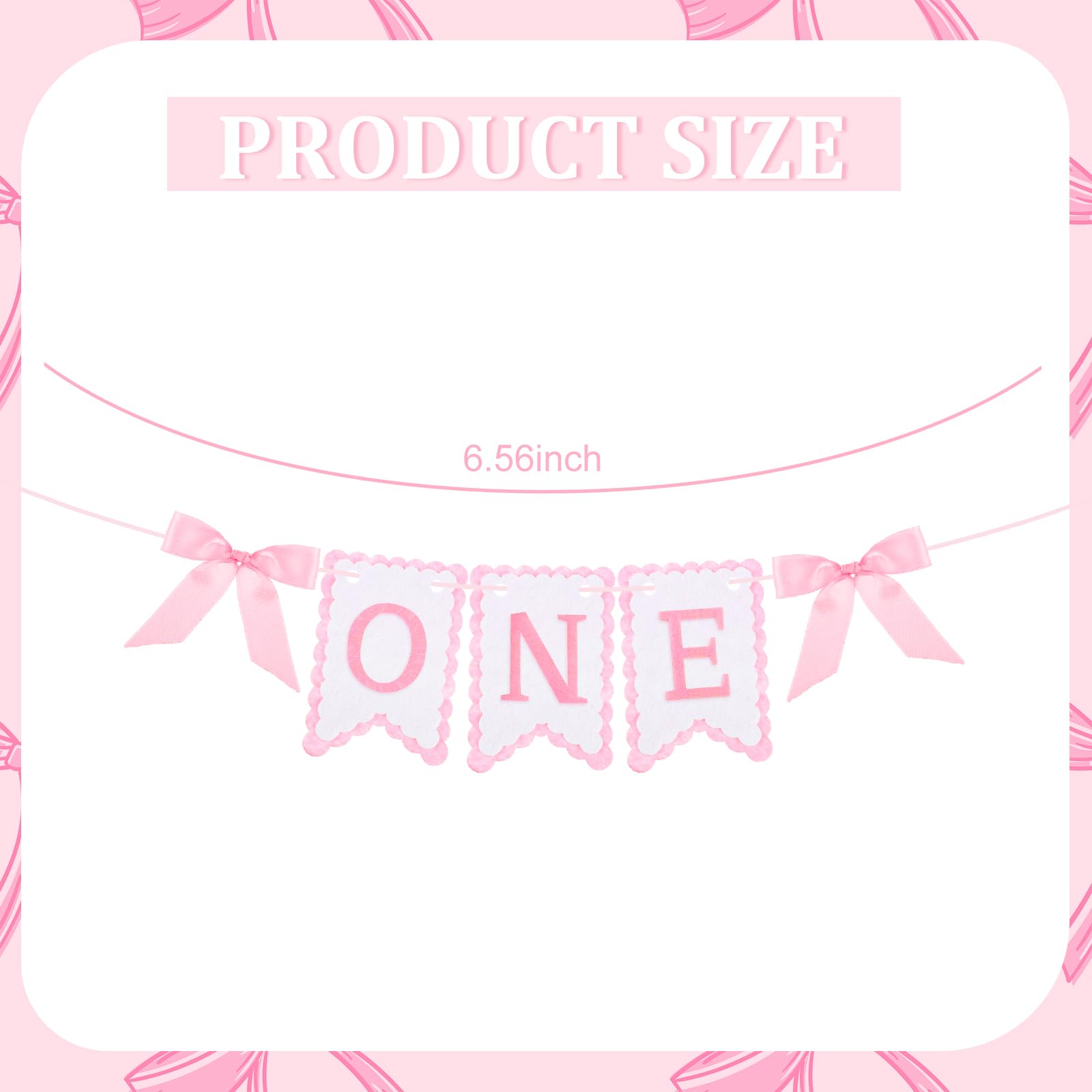 VitalCozy Pink One High Chair Banner for Girls Boys First Birthday High Chair Banner Sweet One Bow Floral Garland 1st Birthday Celebration Decorations (Classic)