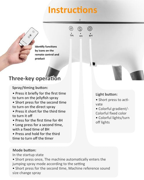 Jellyfish Diffuser Humidifier with Music Rhythm Mist, 250ml Cool Mist Ultrasonic Aromatherapy Humidifier with 7 LED Colors, Remote Control & Timer for Desk, Bedroom, Nursery
