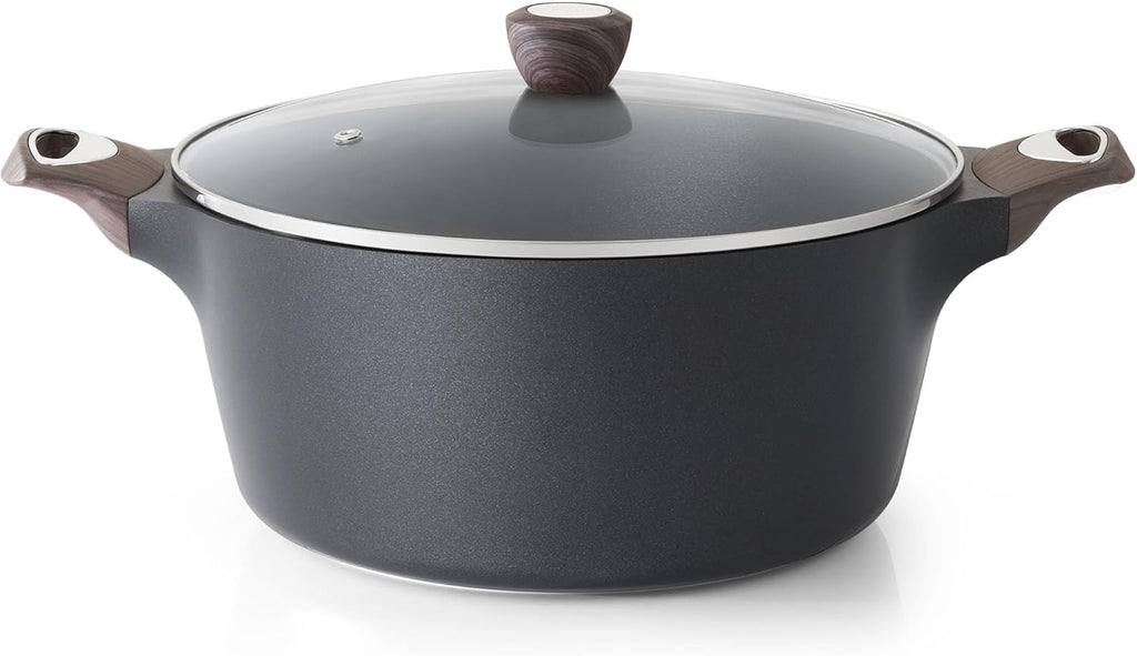 SENSARTE Nonstick Stock Pot - Versatile 2.6/4.5/6.6/8.5 QT Casserole for Healthy Cooking | Induction Compatible, Black
