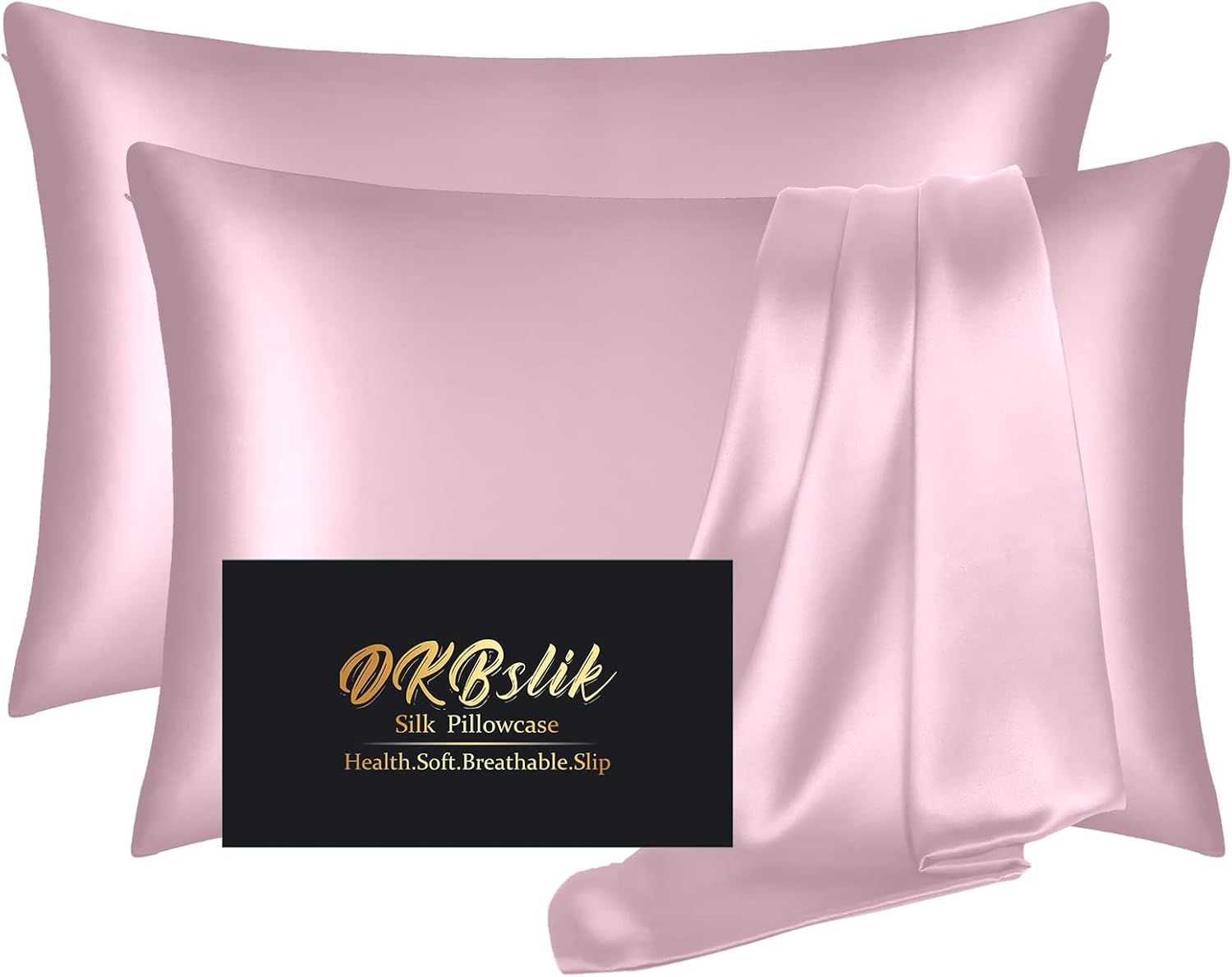 Mulberry Silk Pillowcases by Skiennix - Luxurious Anti-Acne Set of 2 | Smooth Satin for Beauty Sleep, Light Pink