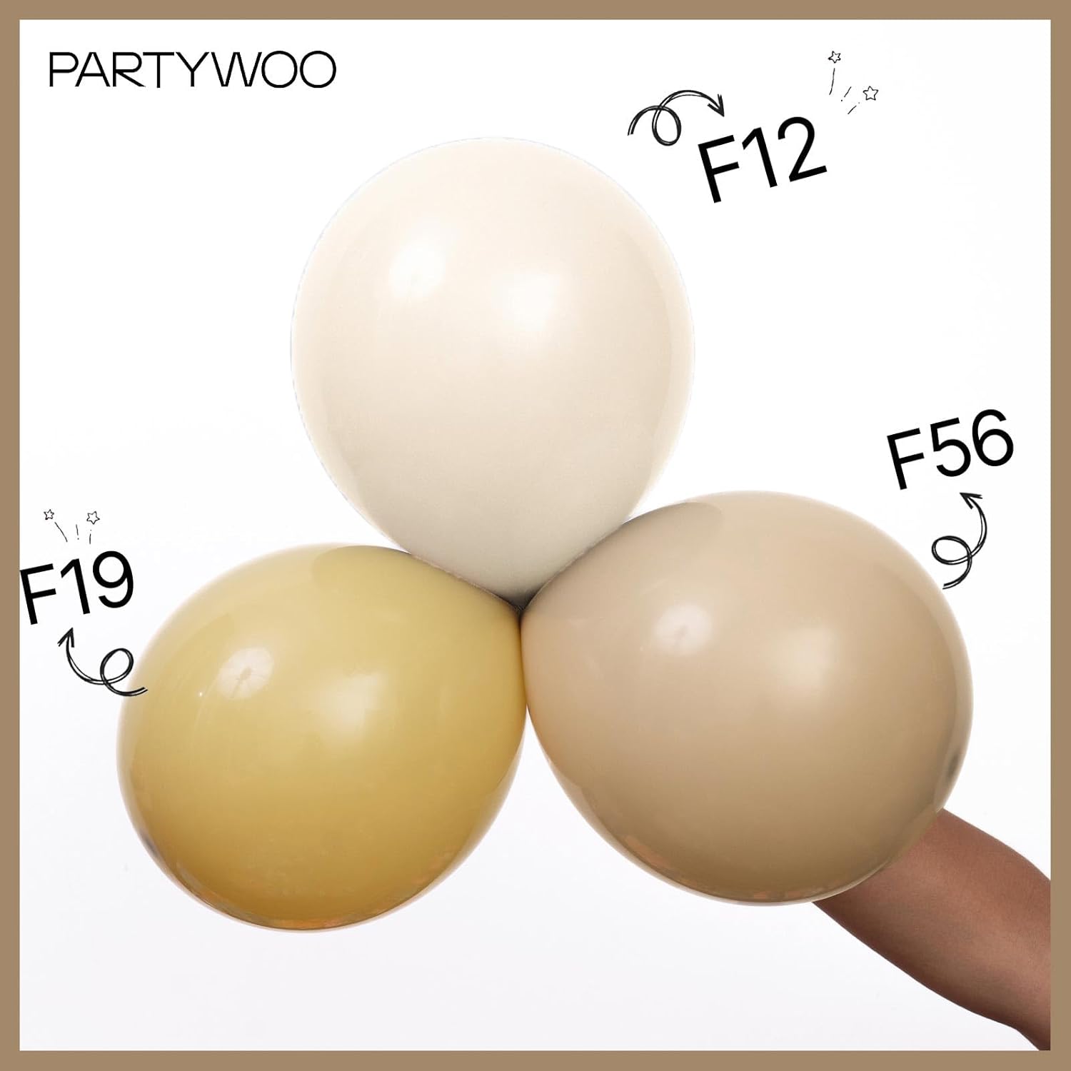 PartyWoo Cream Balloons - 155 Pcs in Beige, Ivory & Nude | Perfect for Graduation & Baby Showers