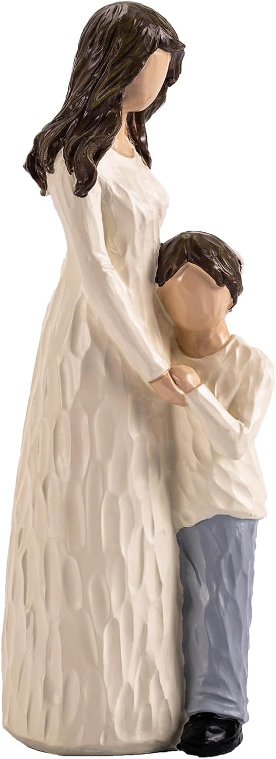 Regine Switzerland Mother and Son Figurines - Hand-Painted Family Sculpture Gift | 9.5" H for Birthdays & Holidays