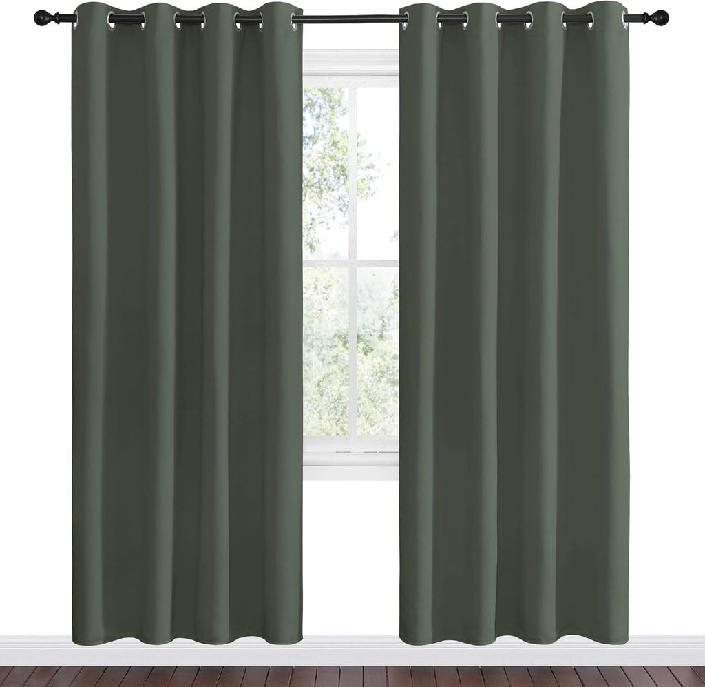 NICETOWN Blackout Curtain Panel - Thermal Insulated Grommet Drapes for Living Room | 55 x 78-Inch, Dark Mallard (1 Pair)