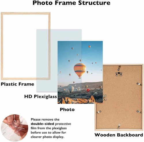 JCJMY 10x13 Picture Frame - Wall Mountable for Horizontal or Vertical Display | Shatter-Resistant Plexiglass, Natural Finish