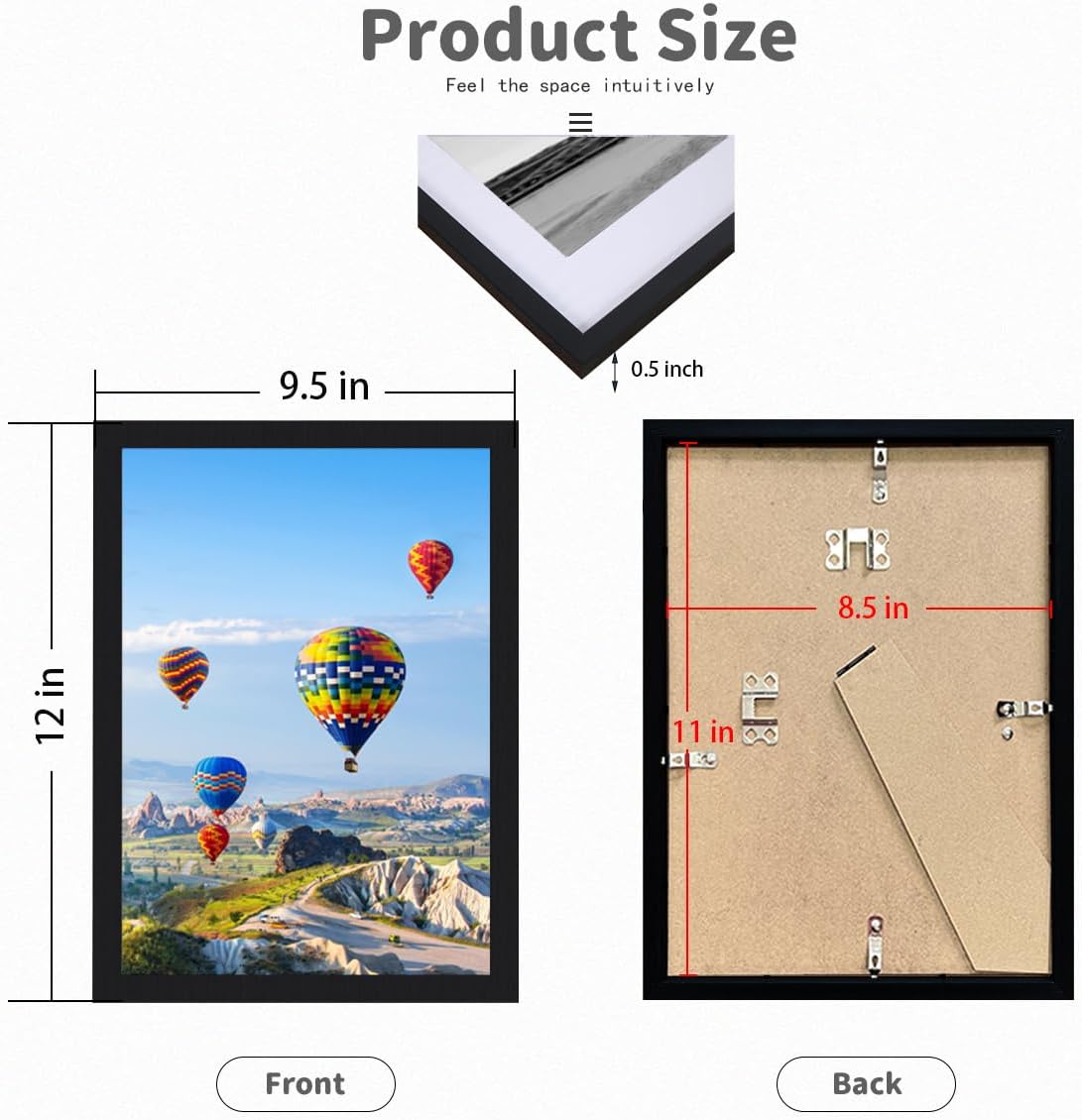 Stable Black Picture Frame by [Brand Name] - 8.5x11 High Definition Plexiglass for Horizontal & Vertical Display