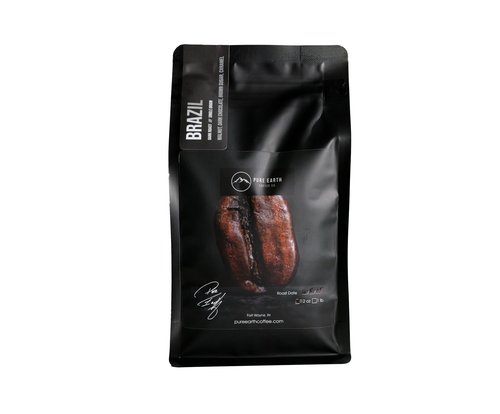 PURE EARTH COFFEE CO. Whole Bean Coffee, Brazil Single-Origin Beans, Dark Roast, Bold Gourmet Specialty Grade Coffee, Chocolate, Walnut, Bold and Smooth Flavor Notes 12oz