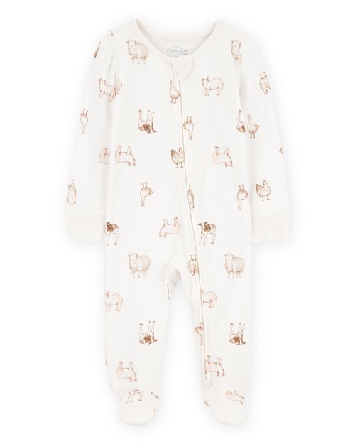 Carter's Neutral PurelySoft Sleep and Play Pajamas, Farm Animal, 3M
