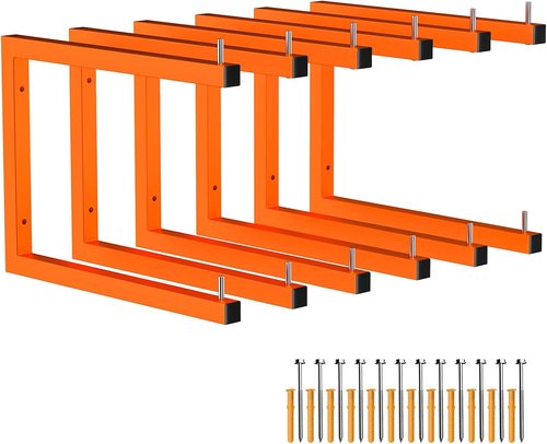 Lumber Storage Rack - 6 Pack Heavy-Duty Wall-Mounted Organizer | 1320 lb Capacity | Indoor/Outdoor Use