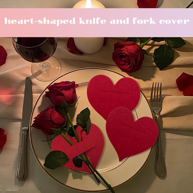 Valentine's Day Heart Shaped Silverware Holders - 10 Pcs Set