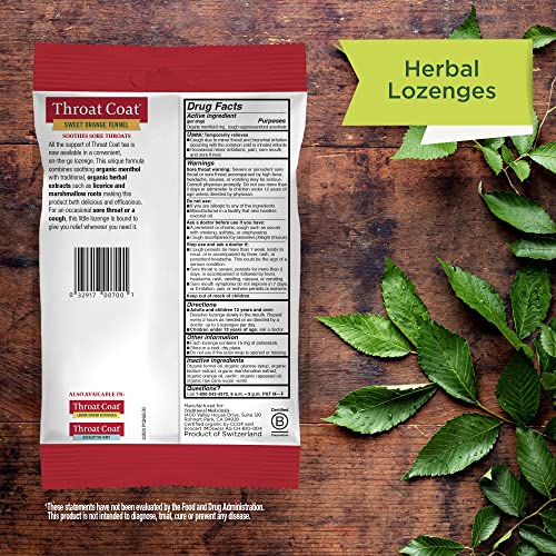 Throat Coat Lozenges Sweet Orange Fennel - Herbal Cough Drops, 16 Count