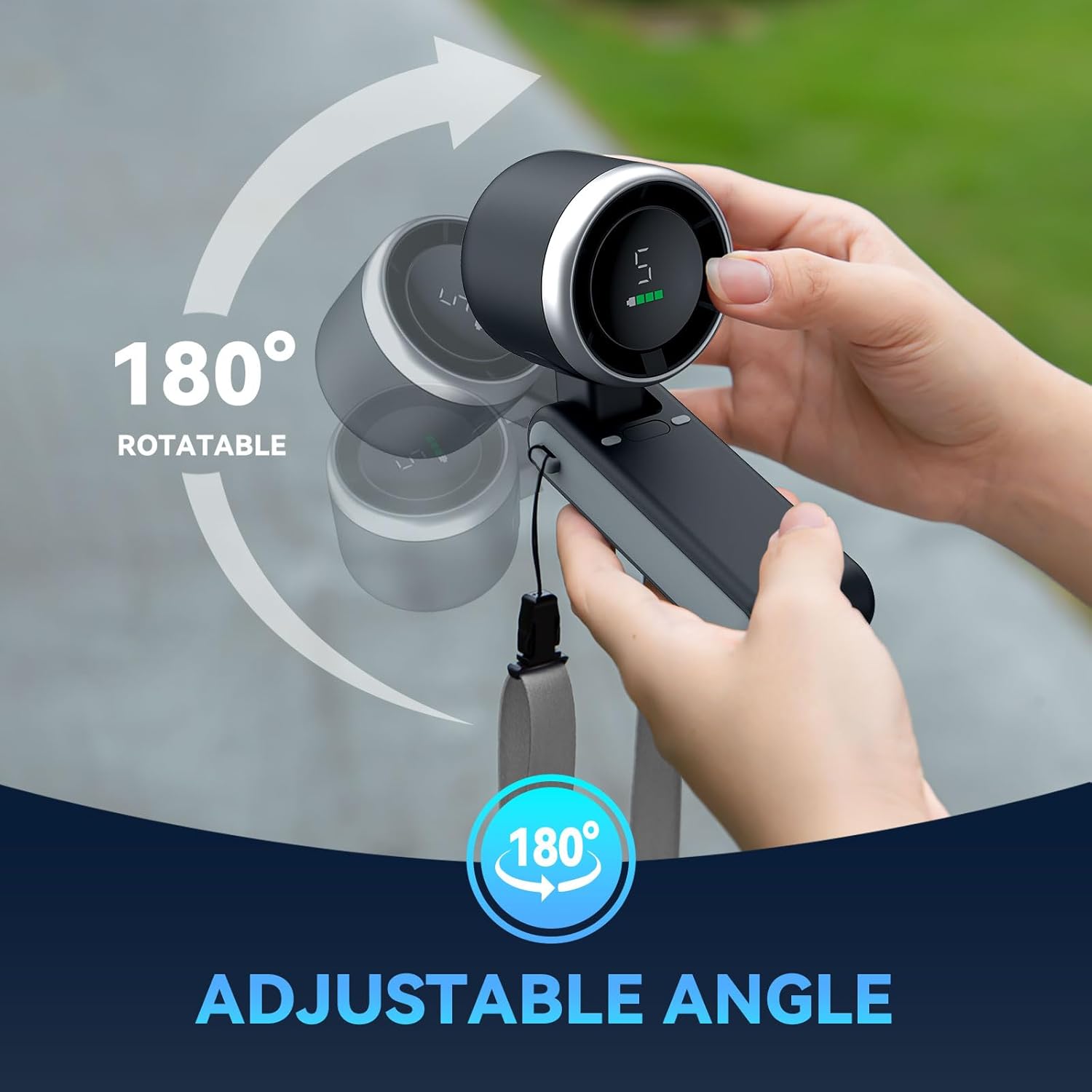 PlayHot Portable Handheld Turbo Fan - Compact Black Design with USB-C Cable for On-the-Go Cooling