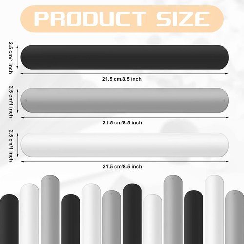 Cunhill Wrapping Paper Holder Clips - 9 Silicone Covered Metal Slap Bands for Gift Wrapping & Home Organization | White, Black, Grey