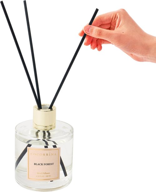 Cocorrina Reed Diffuser Set - Black Forest Scented Diffuser with Sticks | 6.7 oz Home Fragrance for Large Rooms