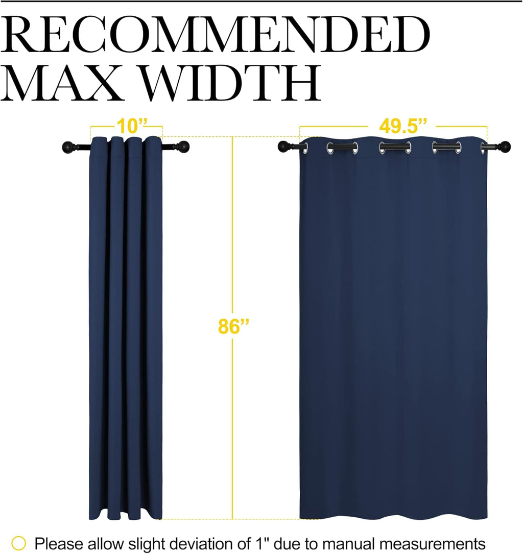 NICETOWN Navy Blackout Curtains - Thermal Insulated Room Darkening Drapes | 55" W x 86" L, Set of 2