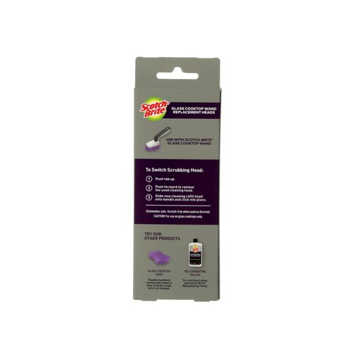 Scotch-Brite Glass Cooktop Wand Replacement Heads, Cleans With Just Water, Tackle Burnt-On Messes, 2 Replacement Heads
