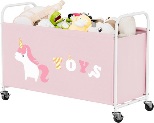 Granny Says Toy Box - Extra Large 135L Kids Storage Chest with Wheels | Pink Metal Organizer for Toys