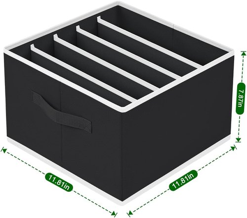 Homsorout Drawer Organizer - Foldable Fabric Clothes Storage Bins with Handles | 2-Pack, Black